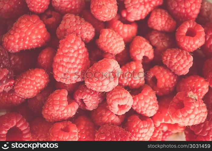 Fresh, sweet raspberries background