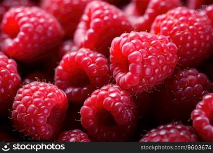 Fresh sweet raspberries close up.