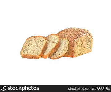 Fresh toasted bread slices on white