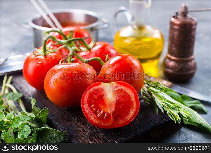 fresh tomato and spice on a table