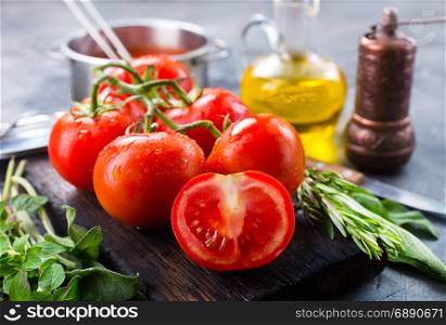 fresh tomato and spice on a table
