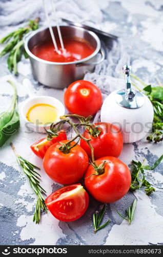 fresh tomato and spice on a table