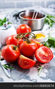 fresh tomato and spice on a table