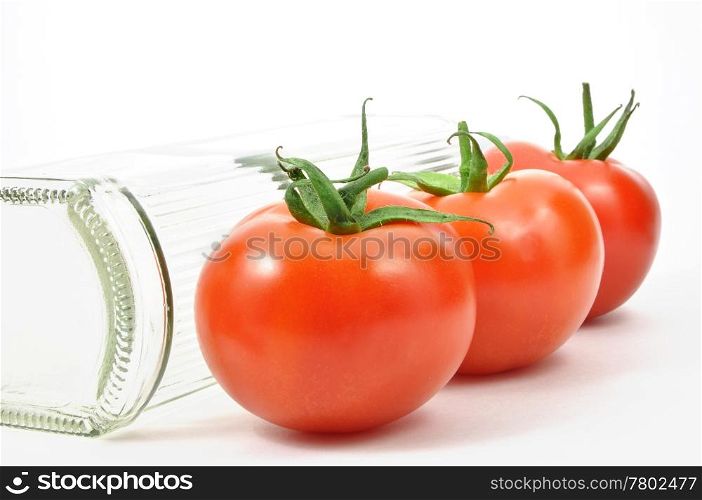 Fresh tomatoes and bottle pattern
