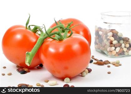 Fresh tomatoes and cooking bean pattern