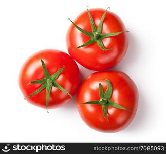 Fresh tomatoes on white background. Top view