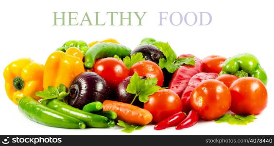 Fresh vegetable isolated on white background. Healthy Eating. Seasonal organic raw vegetables.