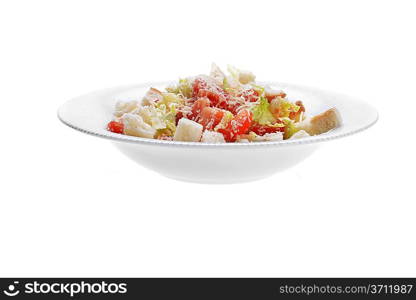 fresh vegetable salad with toast on plate