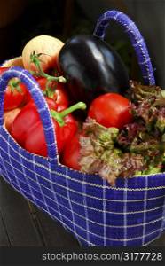 Fresh vegetables and fruits in a basket