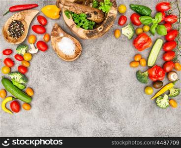 Fresh vegetables and herbs. Food background. Healthy nutrition