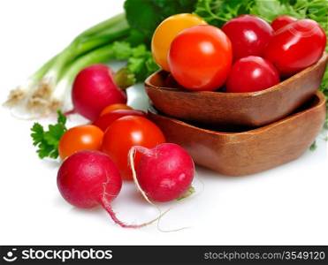 Fresh Vegetables And Herbs On White Background