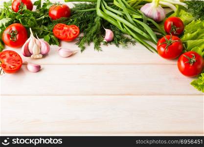 Fresh vegetables background, place for text . Fresh vegetables background, place for text. Healthy eating concept. Vegetarian food. Healthy eating. Ripe vegetables. Fresh vegetables.