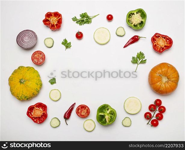 fresh vegetables circular frame