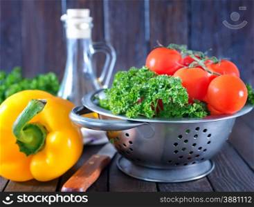 fresh vegetables for salad on a table