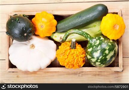 fresh vegetables in the wooden box