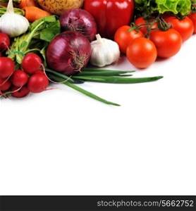 fresh vegetables. Included are tomatoes, carrots,radish, cucumber, potato, onions and garlic