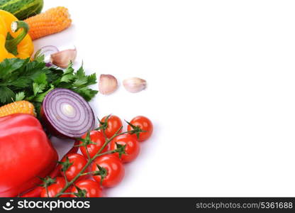 fresh vegetables. Included are tomatoes, cucumber, onions and green leaves