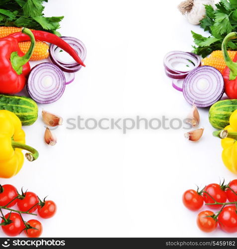 fresh vegetables. Included are tomatoes, cucumber, onions and green leaves