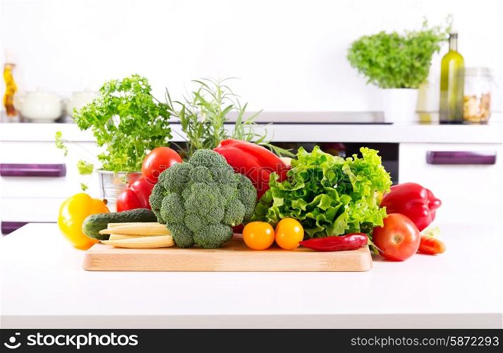 fresh vegetables on the table in the kitchen