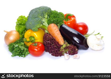 fresh vegetables on the white background