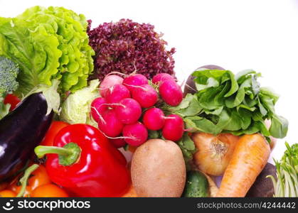 fresh vegetables on the white background