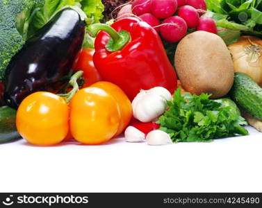 fresh vegetables on the white background