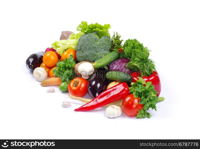 fresh vegetables on the white background