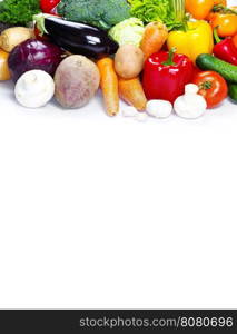 fresh vegetables on the white background