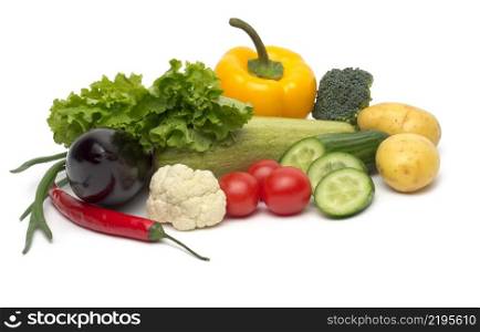 fresh vegetables on the white background. fresh vegetables