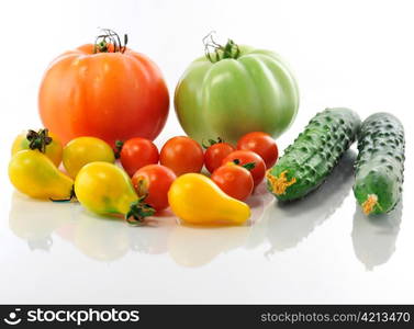 fresh vegetables on white