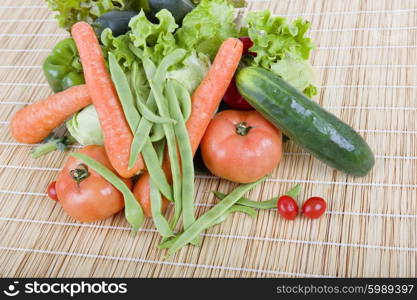 Fresh vegetables on wooden table