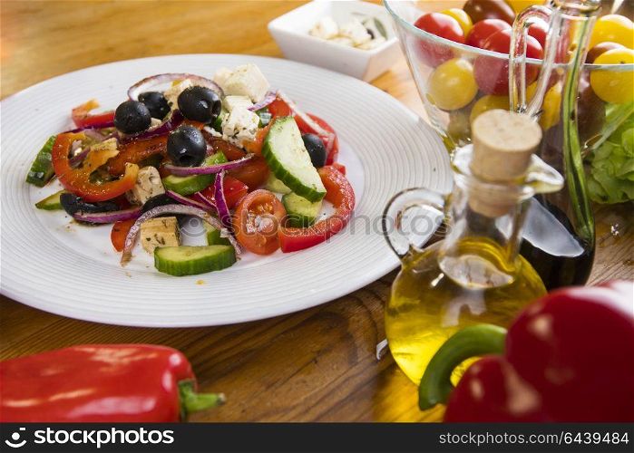 fresh vegetables salat in the plate