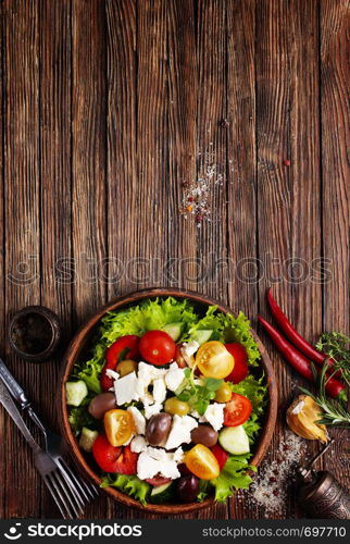 fresh vegetables with feta cheese, greek salad