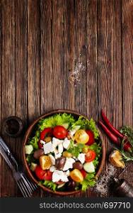 fresh vegetables with feta cheese, greek salad