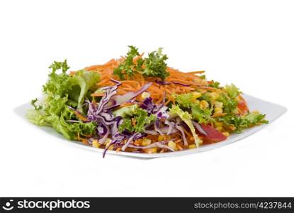 Fresh vegetarian salad on the white background - isolated