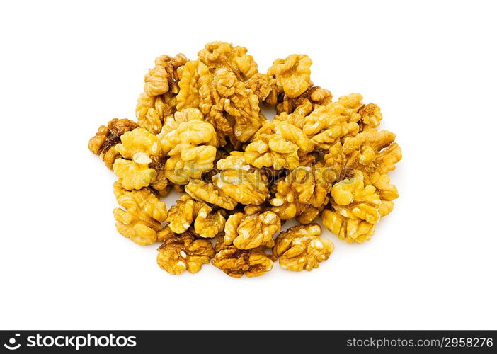 Fresh walnut nuts isolated on the white