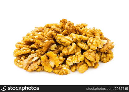 Fresh walnut nuts isolated on the white