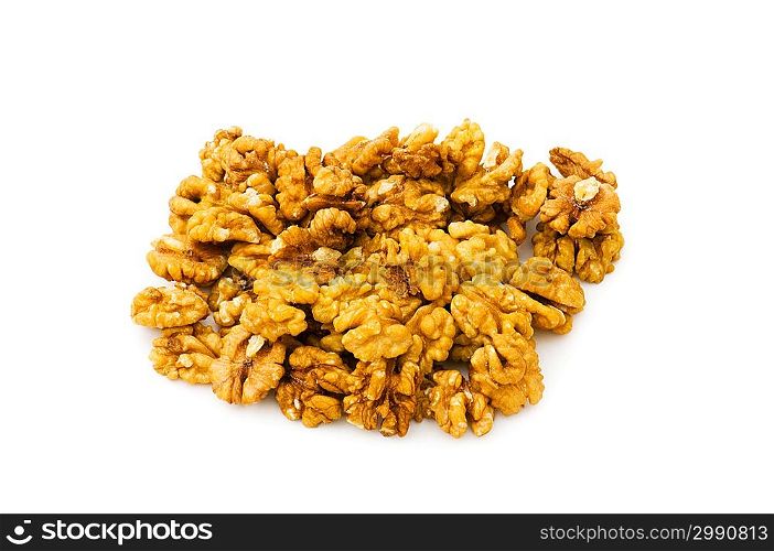 Fresh walnut nuts isolated on the white