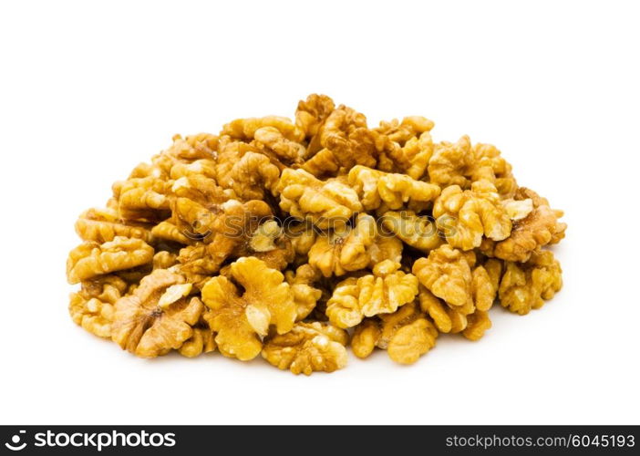 Fresh walnut nuts isolated on the white