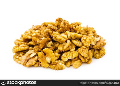 Fresh walnut nuts isolated on the white