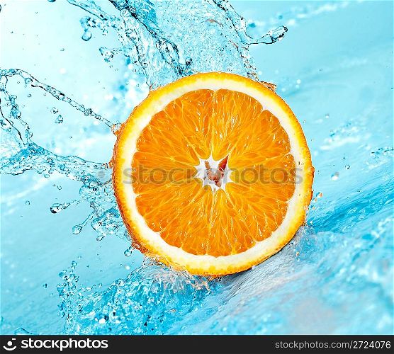 fresh water splash on orange