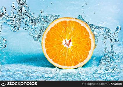 fresh water splash on orange