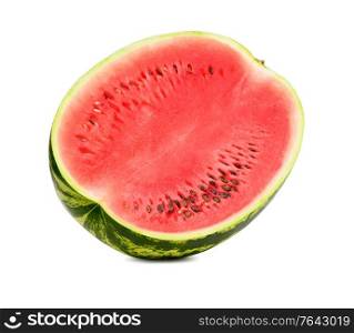 Fresh watermelon isolated. Organic water melon slice on white background. Cut out with clipping path. Fresh watermelon isolated