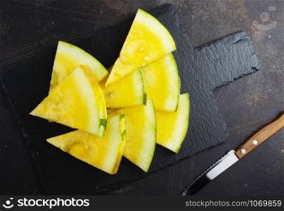 fresh watermelon on board on a table