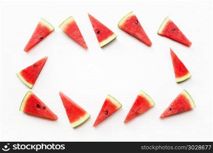 Fresh watermelon on white.. Slice of watermelon on white background.