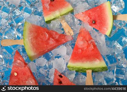 Fresh Watermelon slices on ice