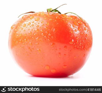 fresh wet tomato isolated on white