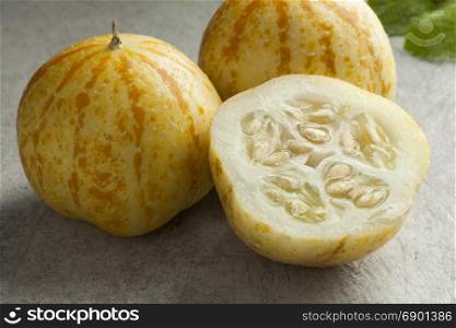 Fresh whole and half round,yellow apple cucumbers