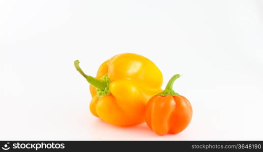 Fresh yellow and orange bell peppers