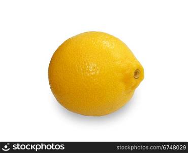 Fresh yellow ripe lemon over the white background